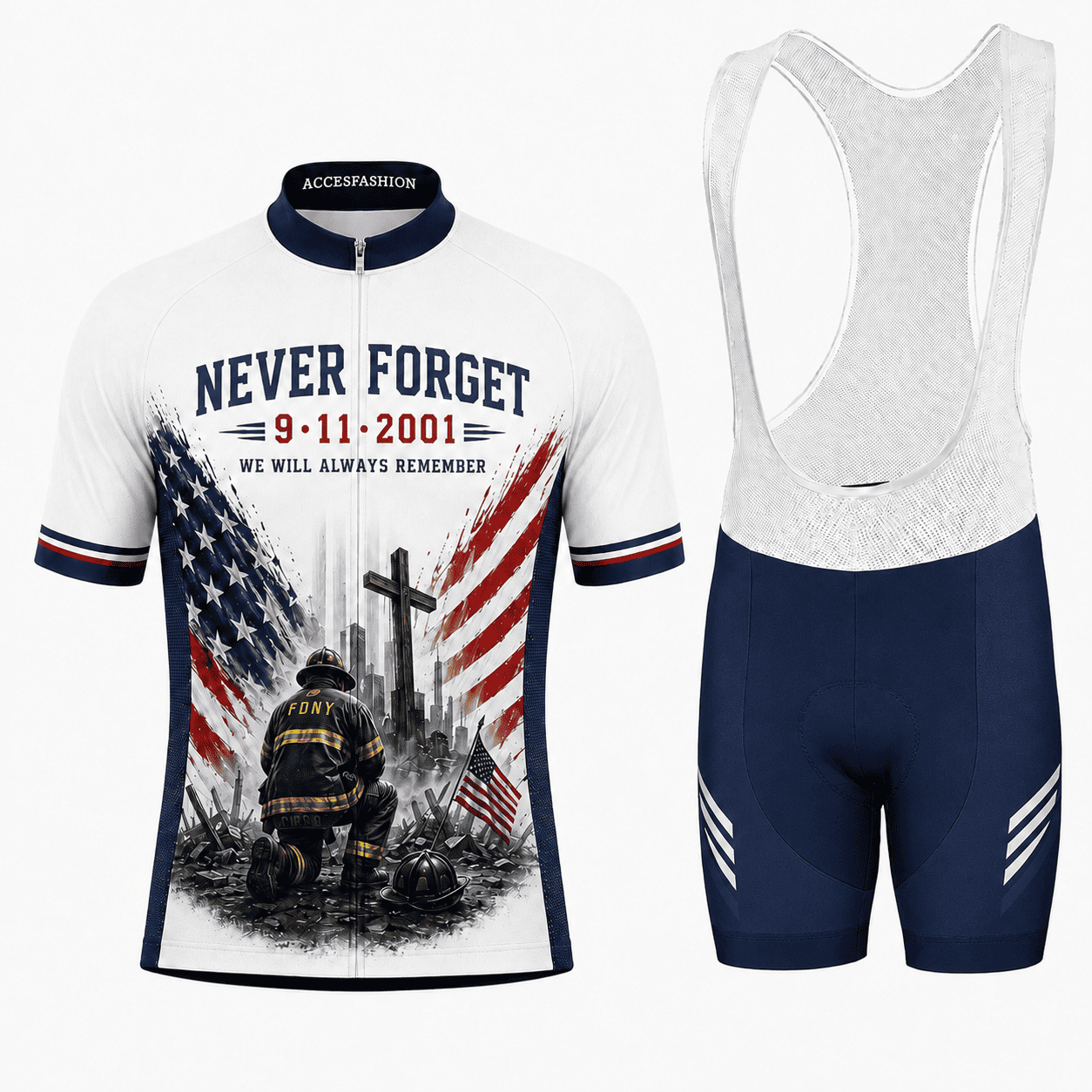 Never Forget 9/11 Firefighter Memorial Cycling Kit