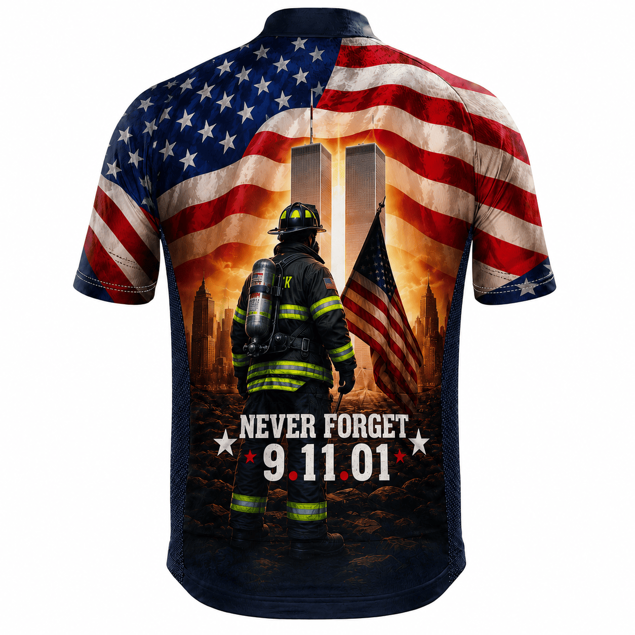 Never Forget 9/11 Firefighter Memorial Cycling Kit – American Flag Tribute