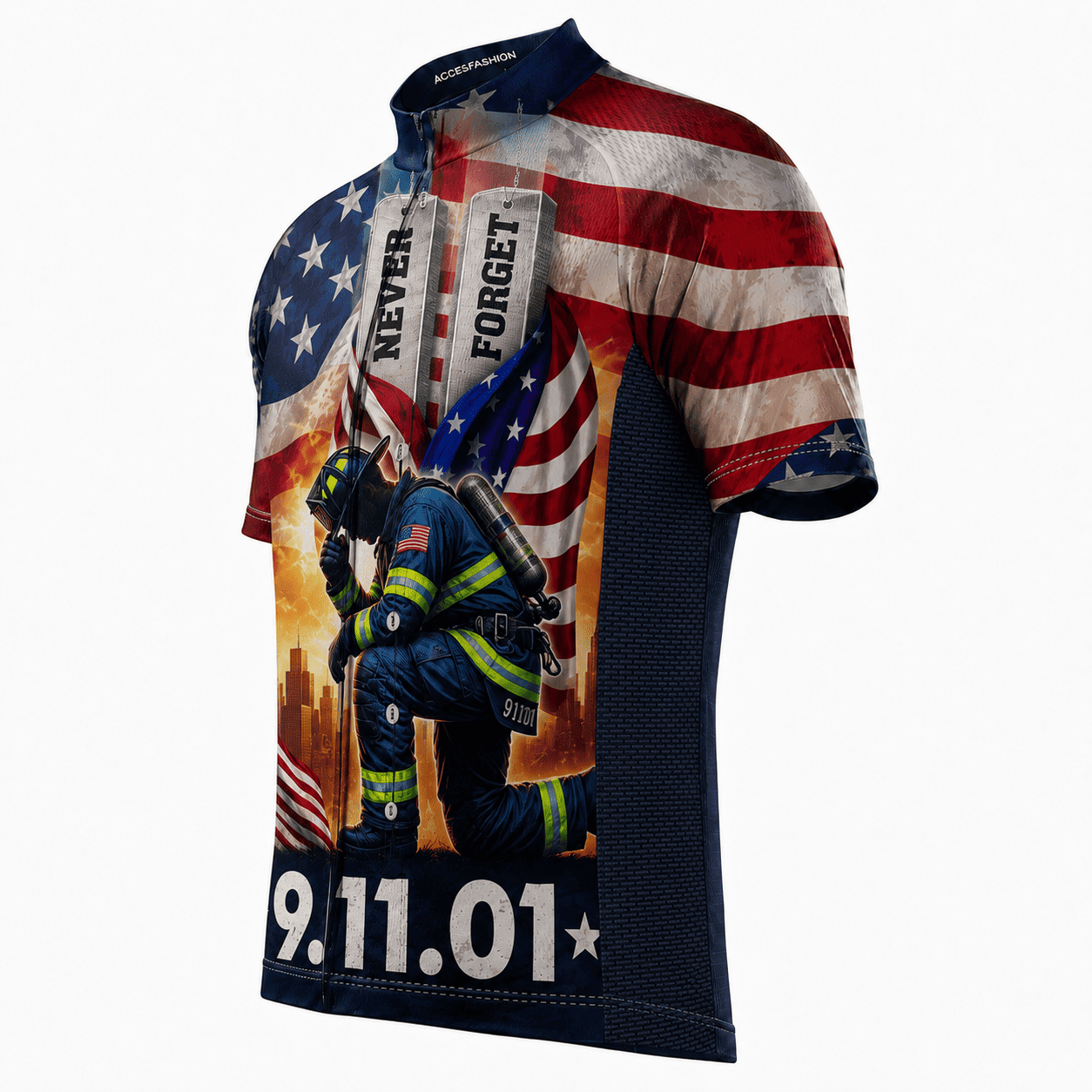 Never Forget 9/11 Firefighter Memorial Cycling Kit – American Flag Tribute