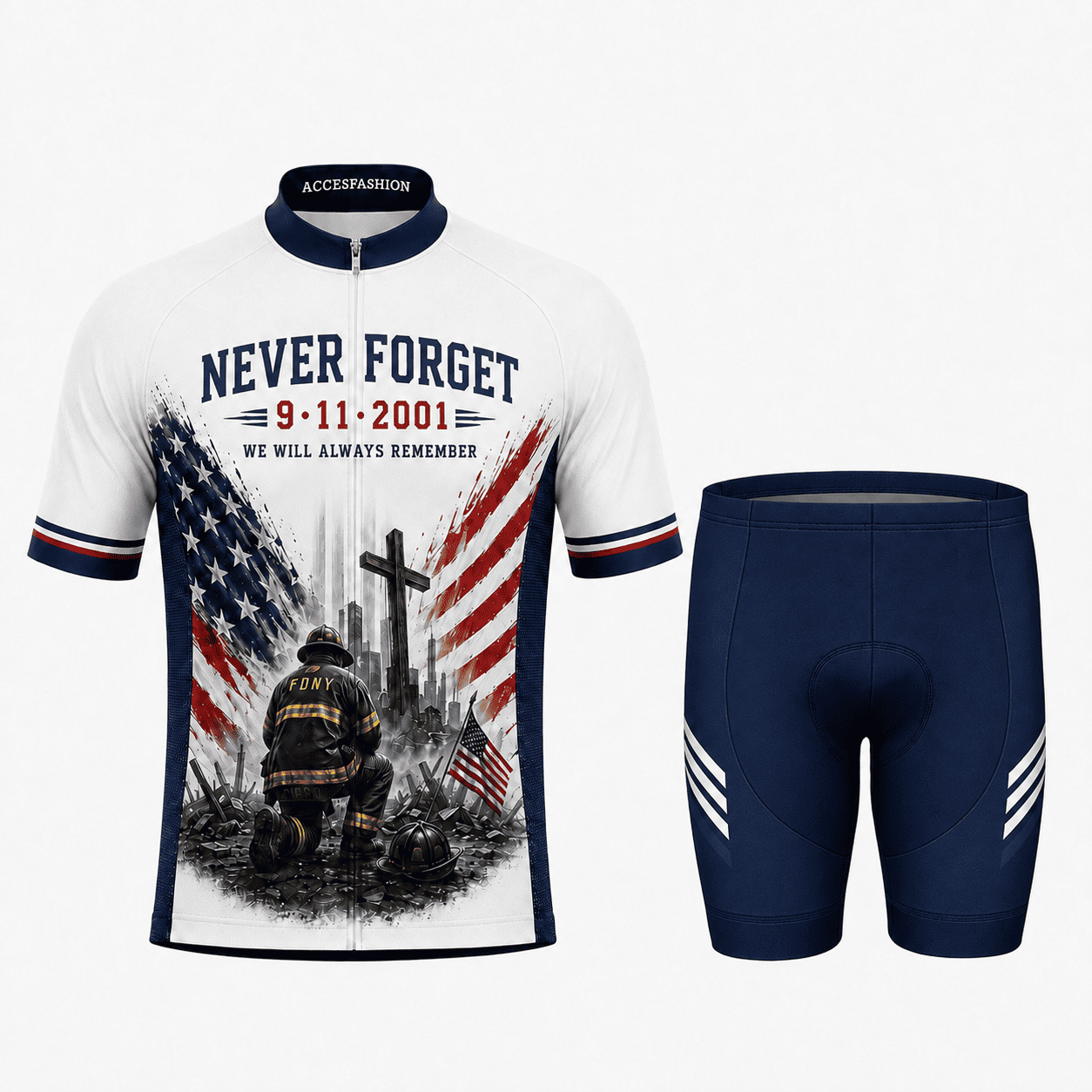Never Forget 9/11 Firefighter Memorial Cycling Kit
