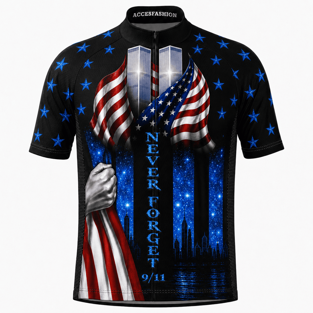 Never Forget 9/11 Memorial Cycling Kit – American Flag & Twin Towers