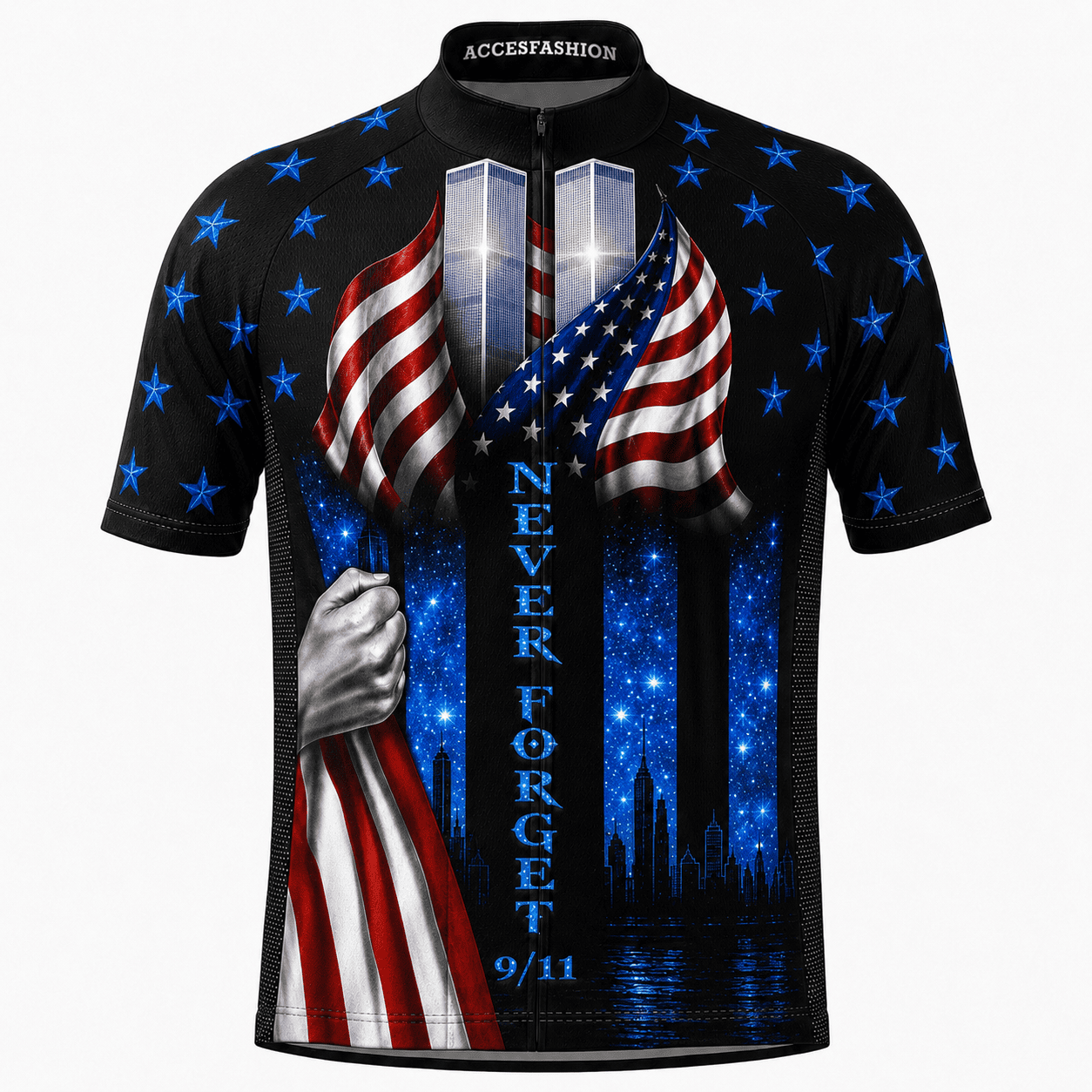 Never Forget 9/11 Memorial Cycling Kit – American Flag & Twin Towers