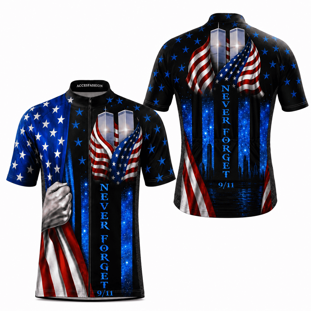 Never Forget 9/11 Memorial Cycling Kit – American Flag & Twin Towers