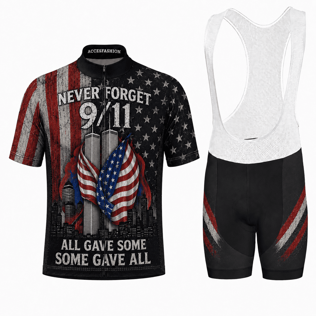 Never Forget 9/11 Memorial Cycling Kit – Patriotic American Flag