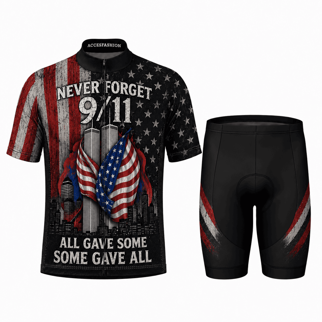 Never Forget 9/11 Memorial Cycling Kit – Patriotic American Flag