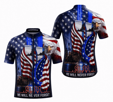 Never Forget 9/11 Memorial Cycling Kit – Patriotic Eagle & American Flag