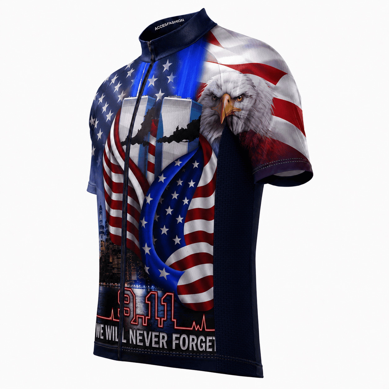 Never Forget 9/11 Memorial Cycling Kit – Patriotic Eagle & American Flag