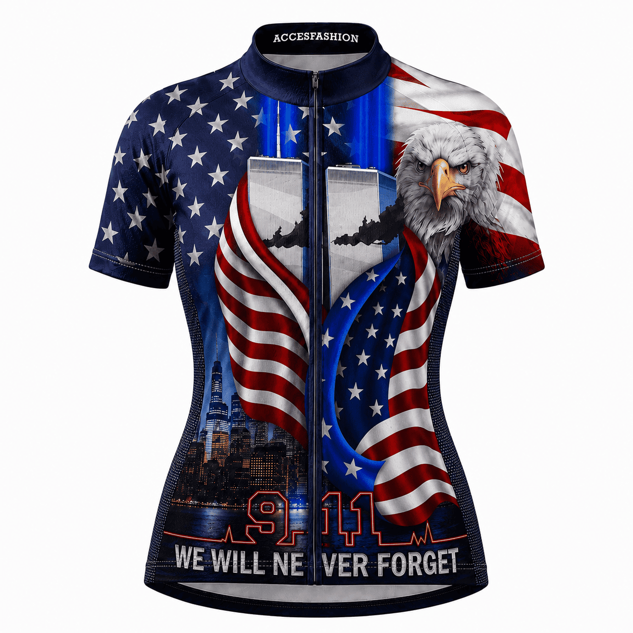 Never Forget 9/11 Memorial Cycling Kit – Patriotic Eagle & American Flag