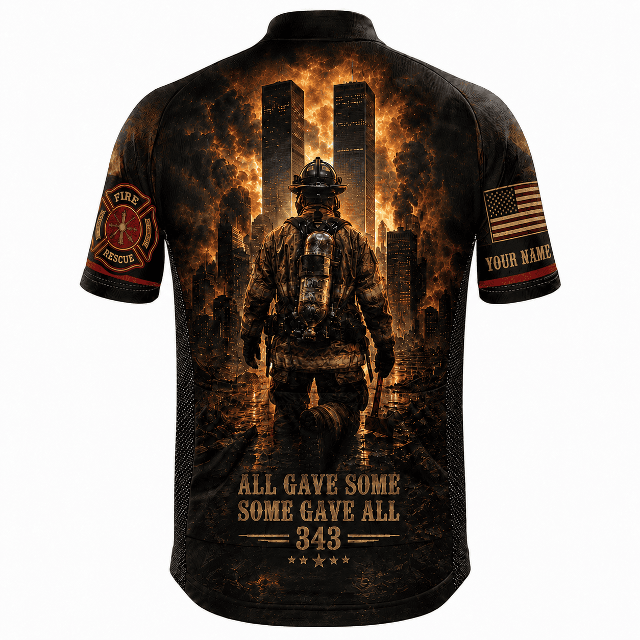 Personalized 9/11 Firefighter Memorial Cycling Jersey Kit – Never Forget 343