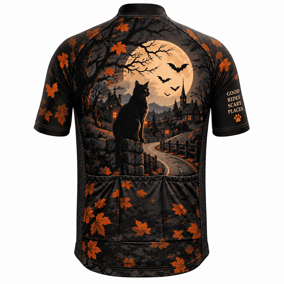 Personalized Black Cat Halloween Cycling Jersey & Kit