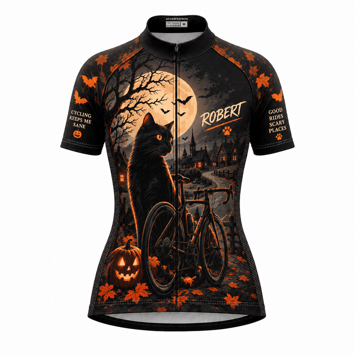 Personalized Black Cat Halloween Cycling Jersey & Kit