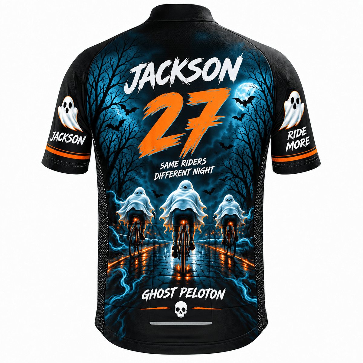 Personalized Ghost Peloton Halloween Cycling Jersey & Kit – Custom Name & Number
