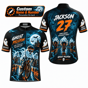 Personalized Ghost Peloton Halloween Cycling Jersey & Kit – Custom Name & Number