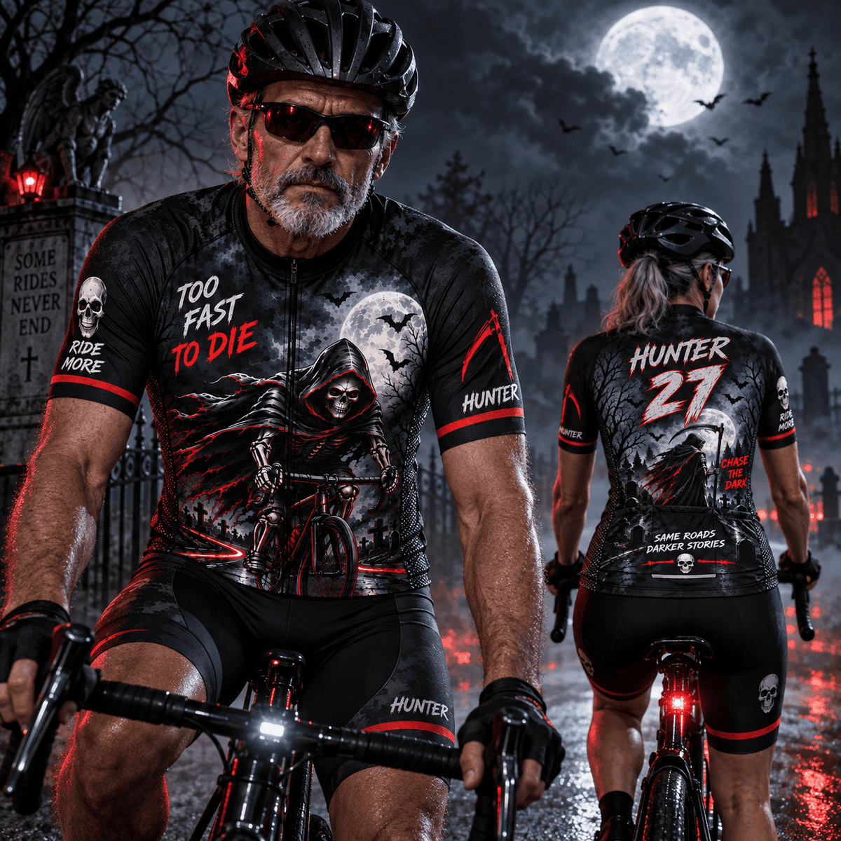 Personalized Grim Reaper Hunter Cycling Jersey & Kit Halloween Ride
