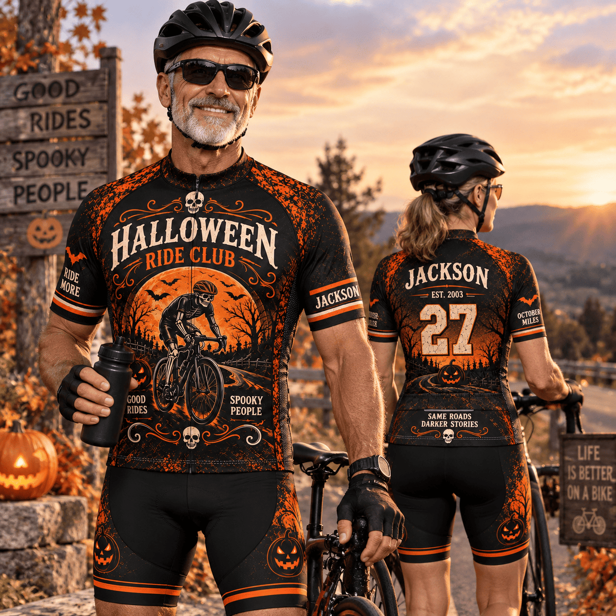 Personalized Halloween Ride Club Cycling Kit – Custom Name & Number