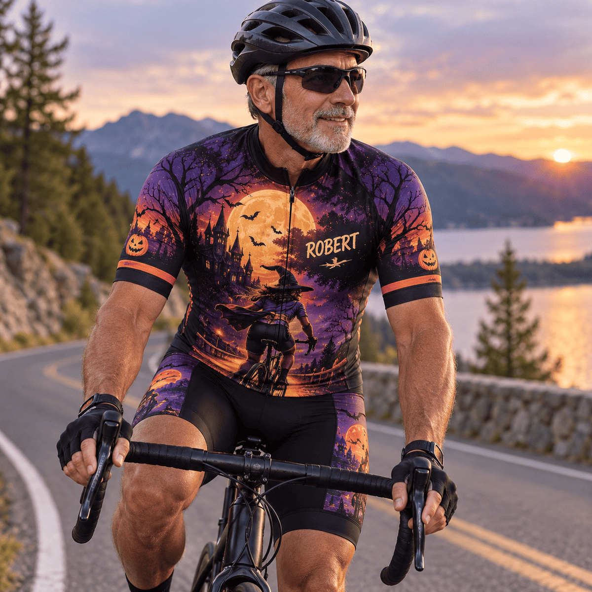 Personalized Halloween Witch Moon Cycling Jersey & Kit