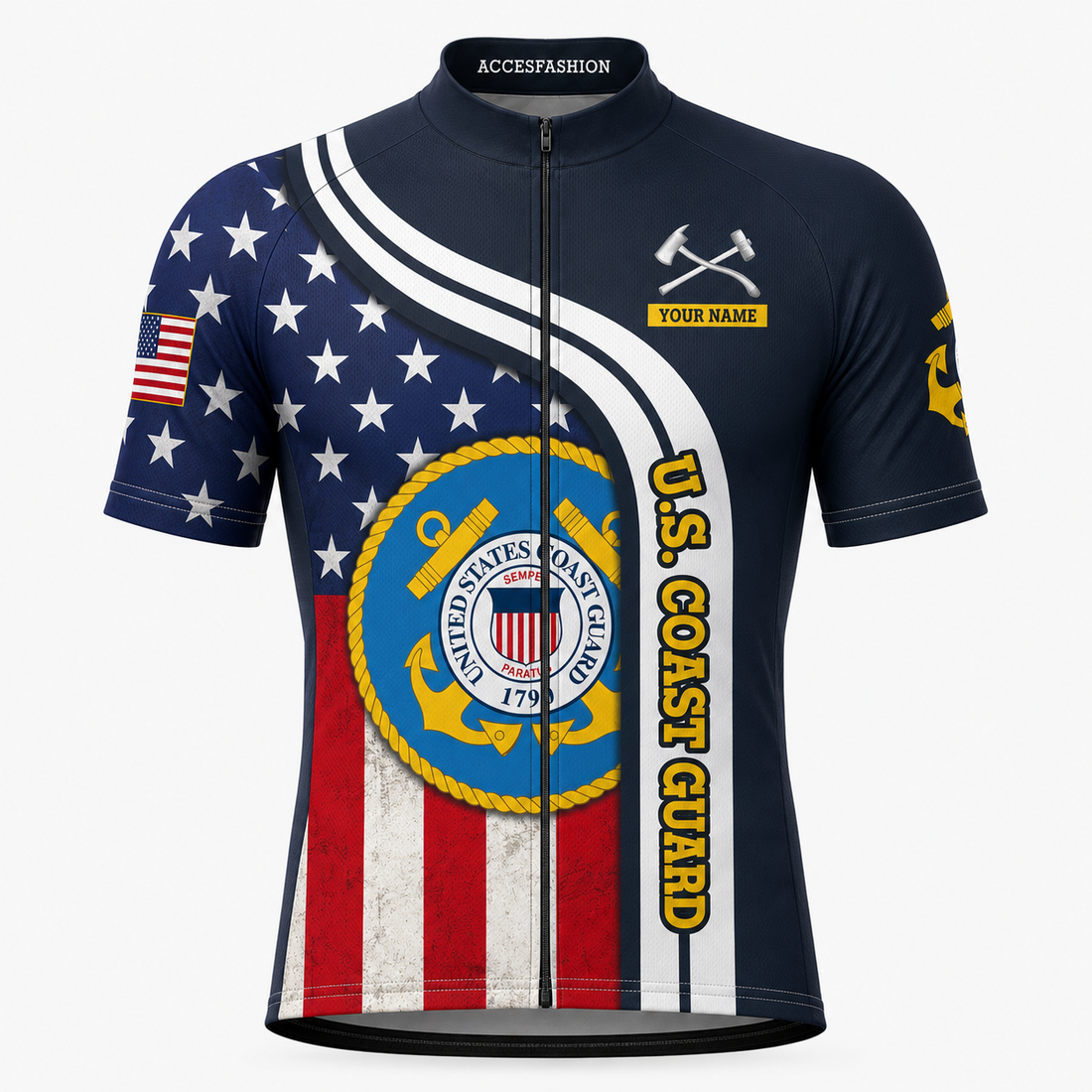 Personalized Military U.S. Coast Guard Inspired Cycling Jersey Kit