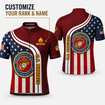 Personalized Military U.S. Marines Inspired Cycling Jersey Kit