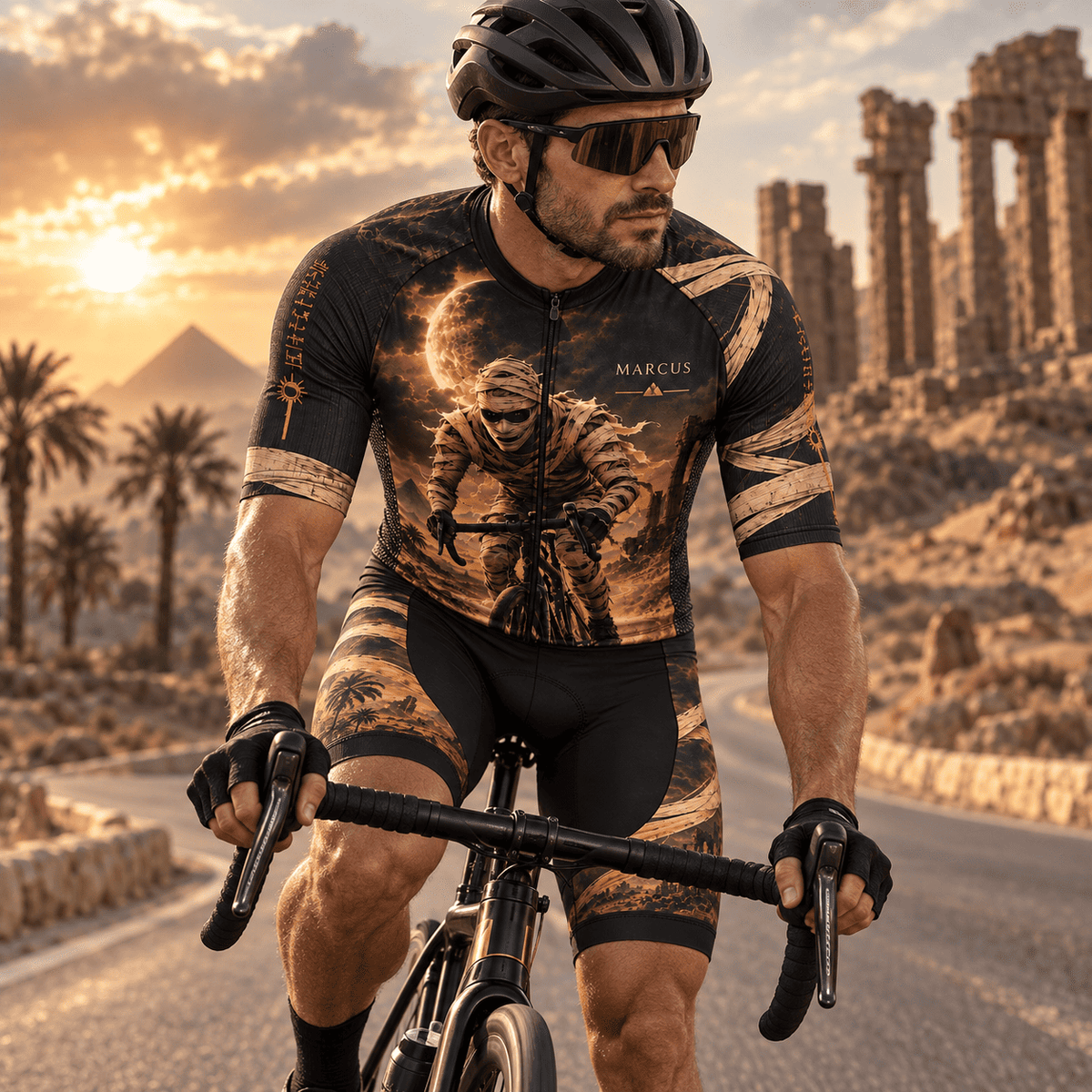 Personalized Mummy Rider Egyptian Desert Halloween Cycling Jersey & Kit
