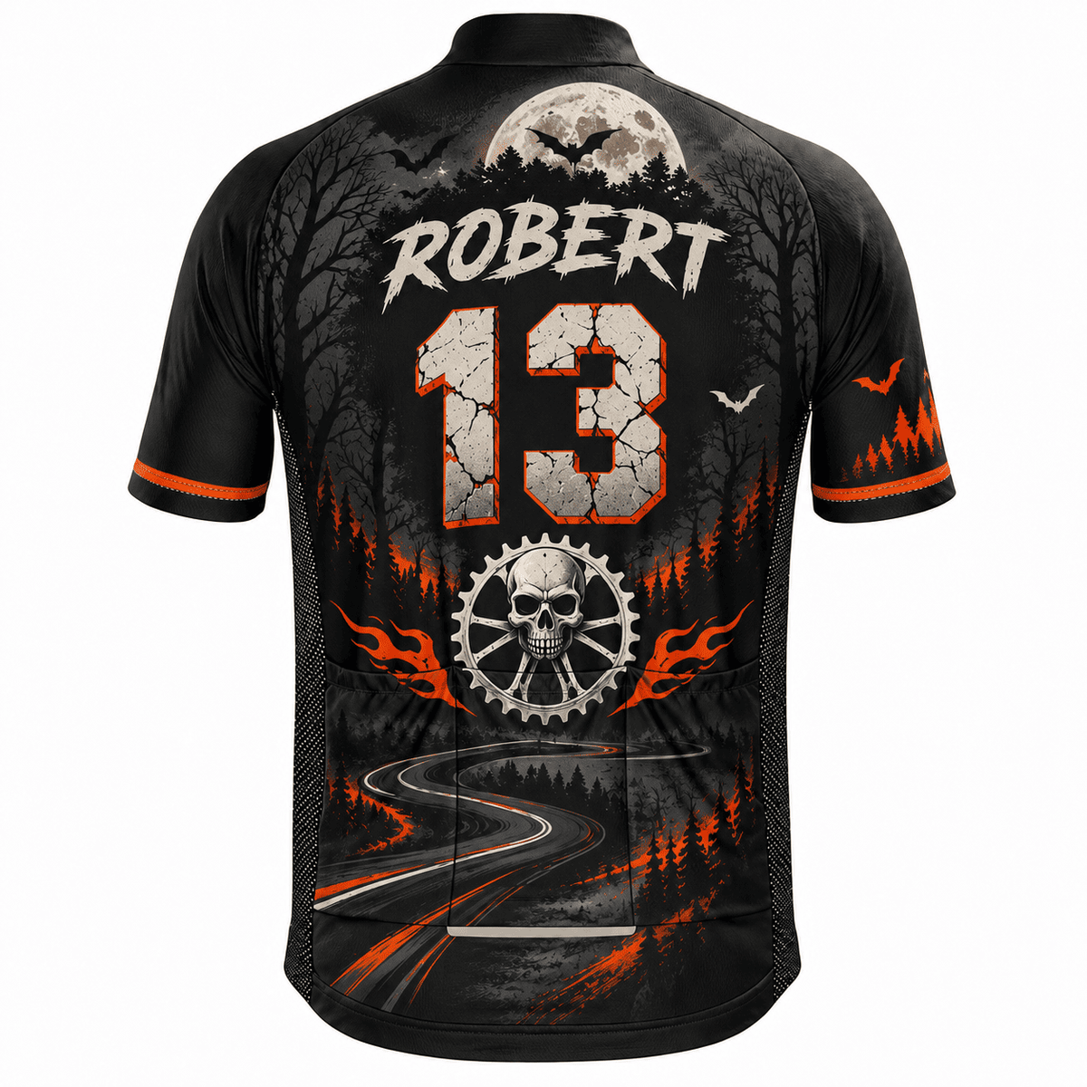 Personalized Night Rider Skeleton Cycling Kit – Custom Name & Number Halloween Cycling Wear