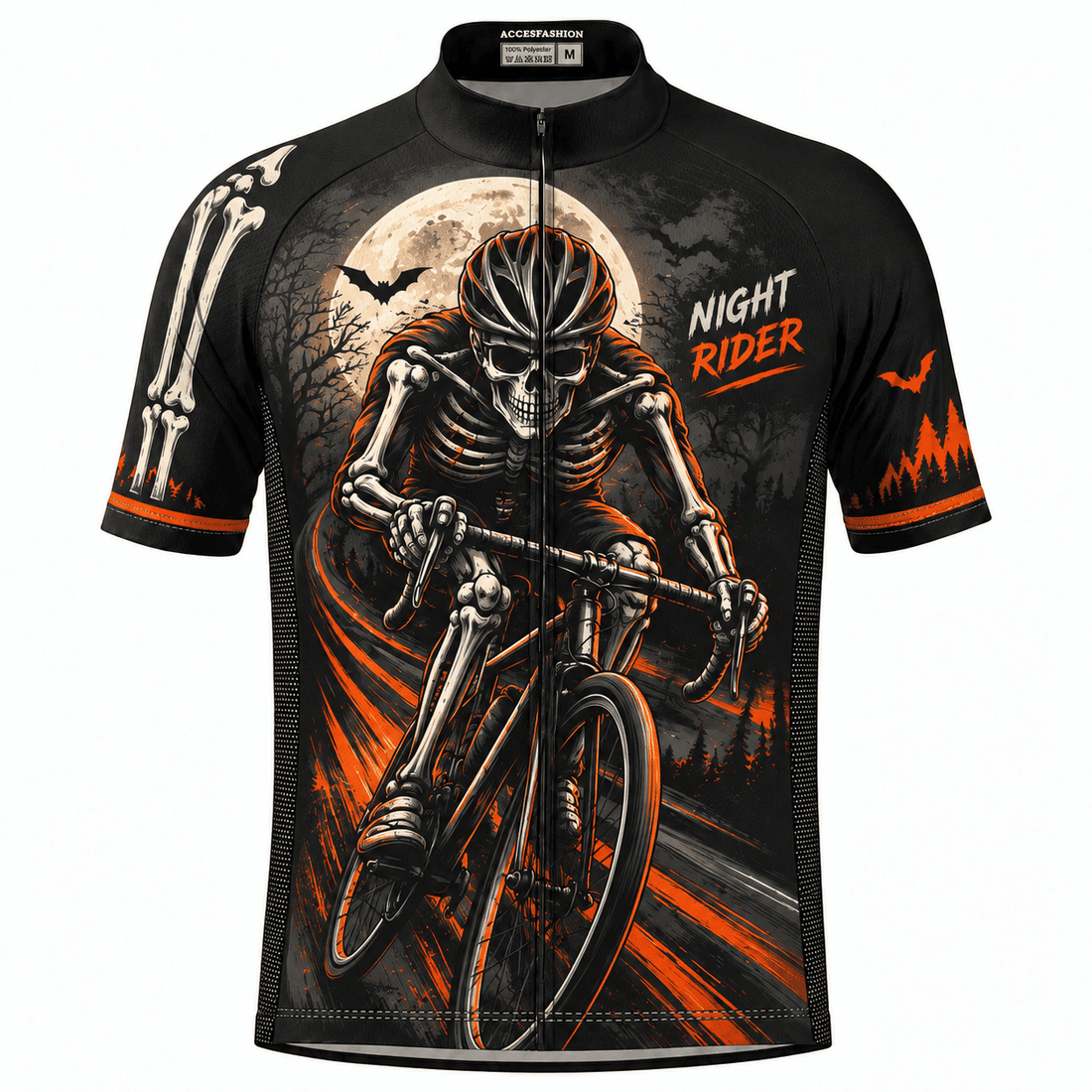 Personalized Night Rider Skeleton Cycling Kit – Custom Name & Number Halloween Cycling Wear