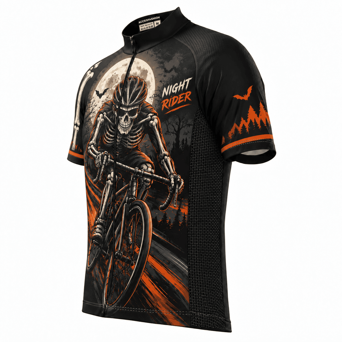 Personalized Night Rider Skeleton Cycling Kit – Custom Name & Number Halloween Cycling Wear