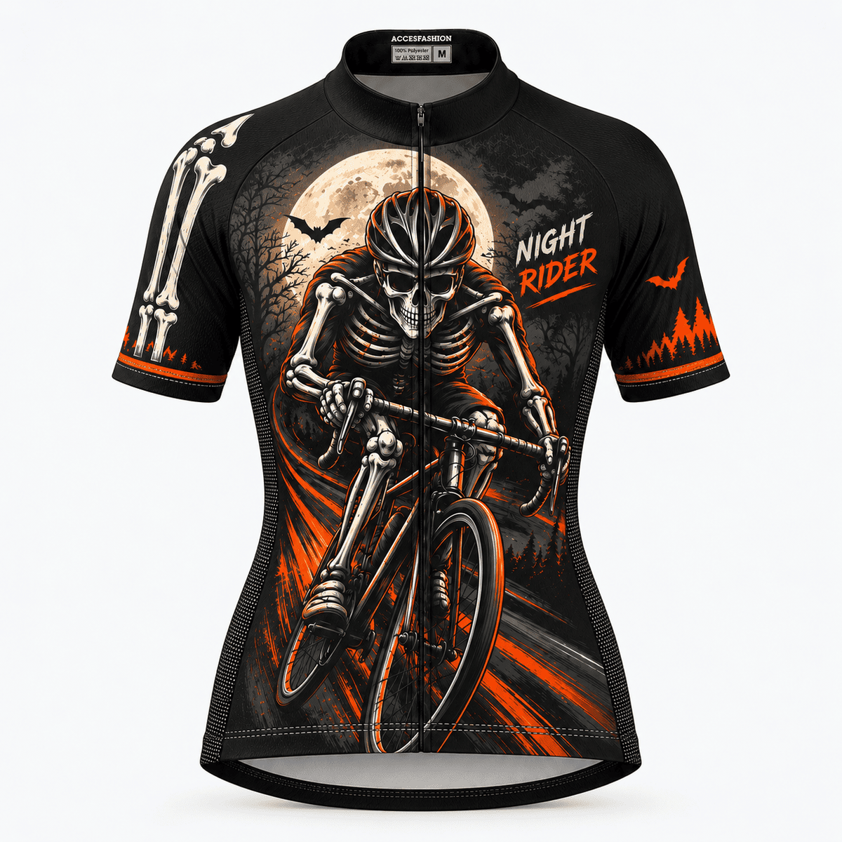 Personalized Night Rider Skeleton Cycling Kit – Custom Name & Number Halloween Cycling Wear