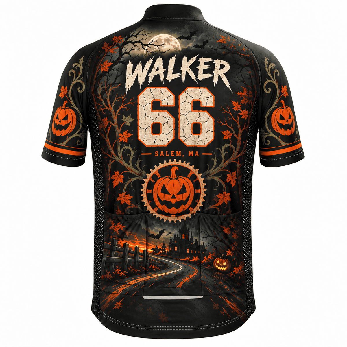 Personalized Pumpkin Rider Halloween Cycling Kit – Custom Name, Number