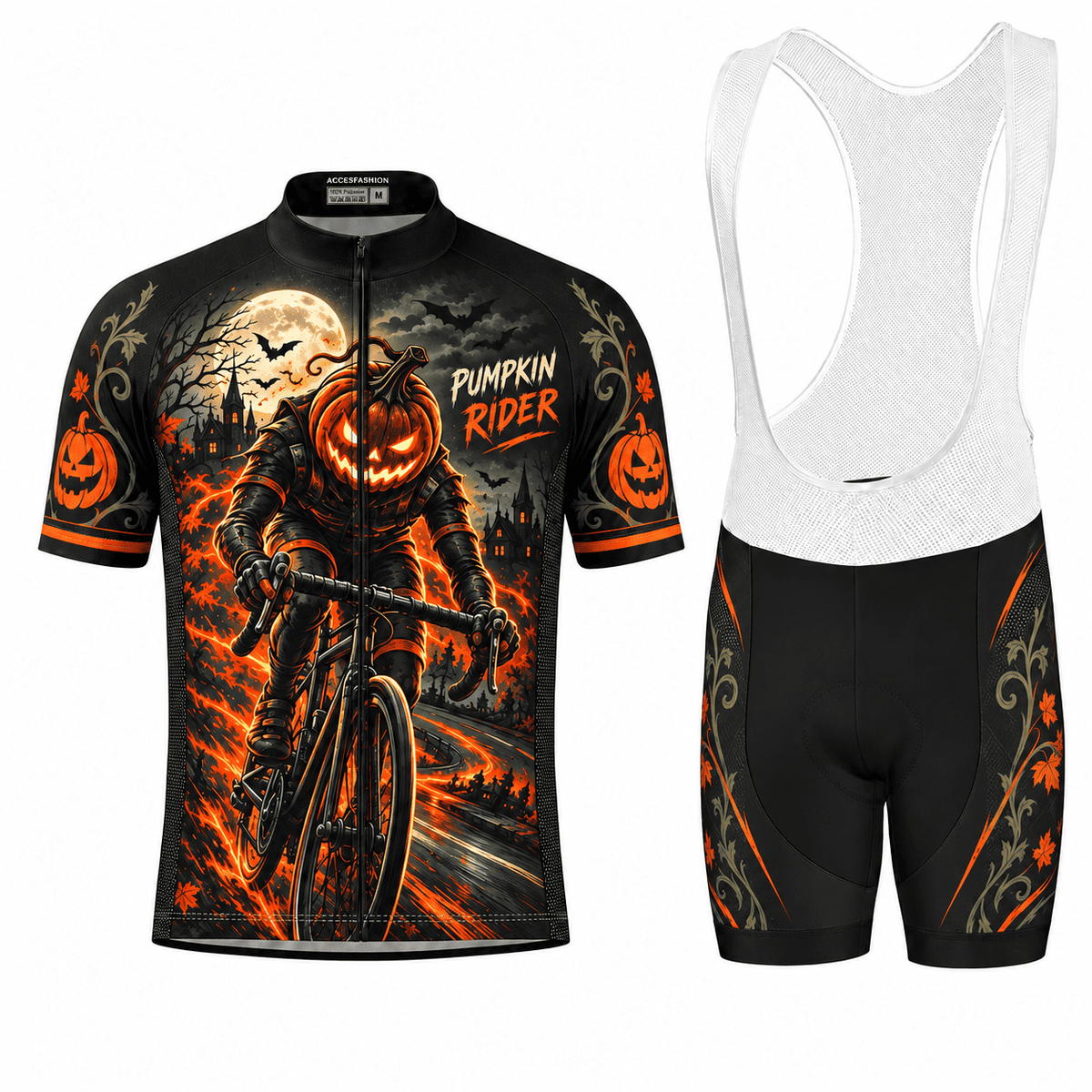 Personalized Pumpkin Rider Halloween Cycling Kit – Custom Name, Number