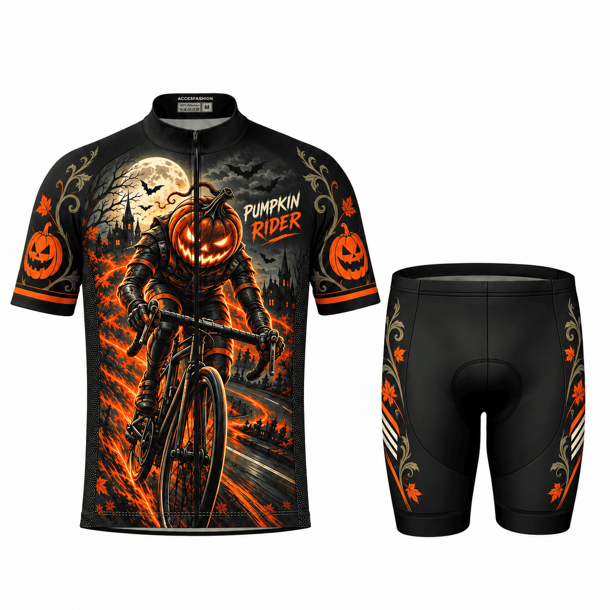 Personalized Pumpkin Rider Halloween Cycling Kit – Custom Name, Number