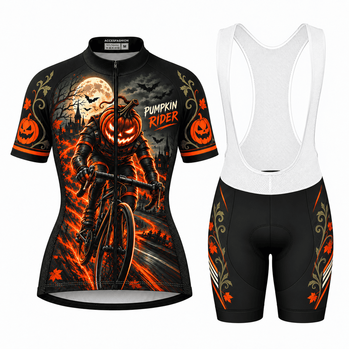 Personalized Pumpkin Rider Halloween Cycling Kit – Custom Name, Number