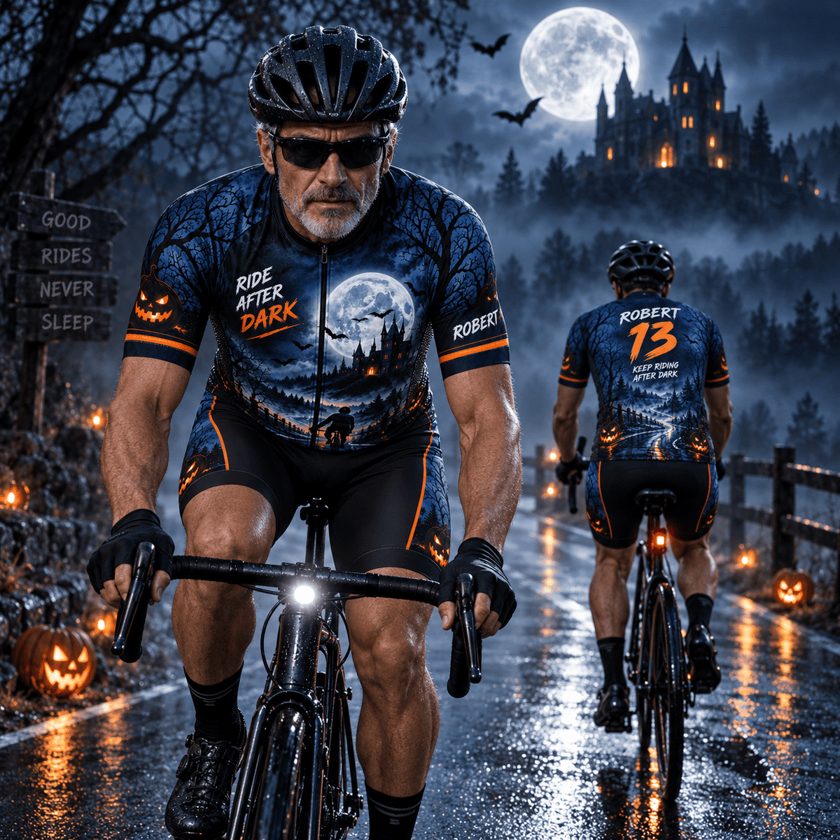 Personalized Ride After Dark Halloween Cycling Kit – Custom Name & Number