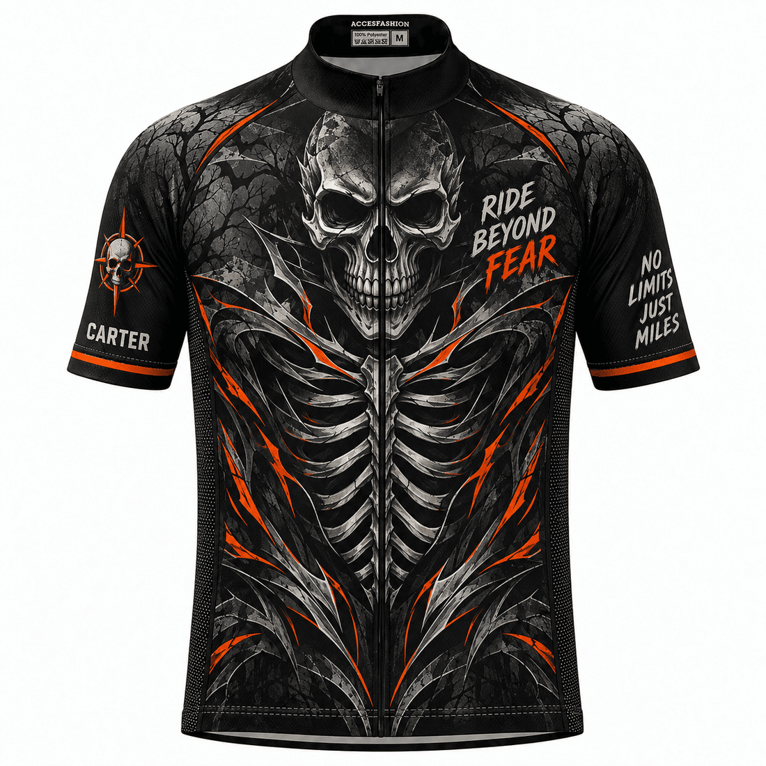 Personalized Ride Beyond Fear Skeleton Halloween  Cycling Jersey & Kit