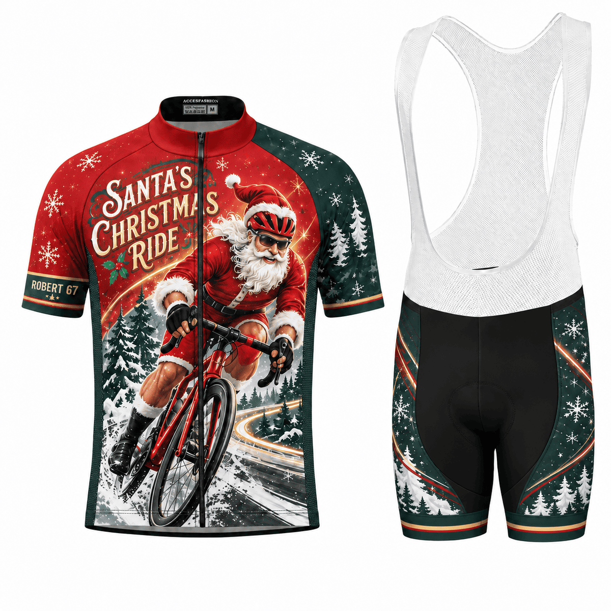 Personalized Santa Road Cyclist Christmas Cycling Jersey & Kit