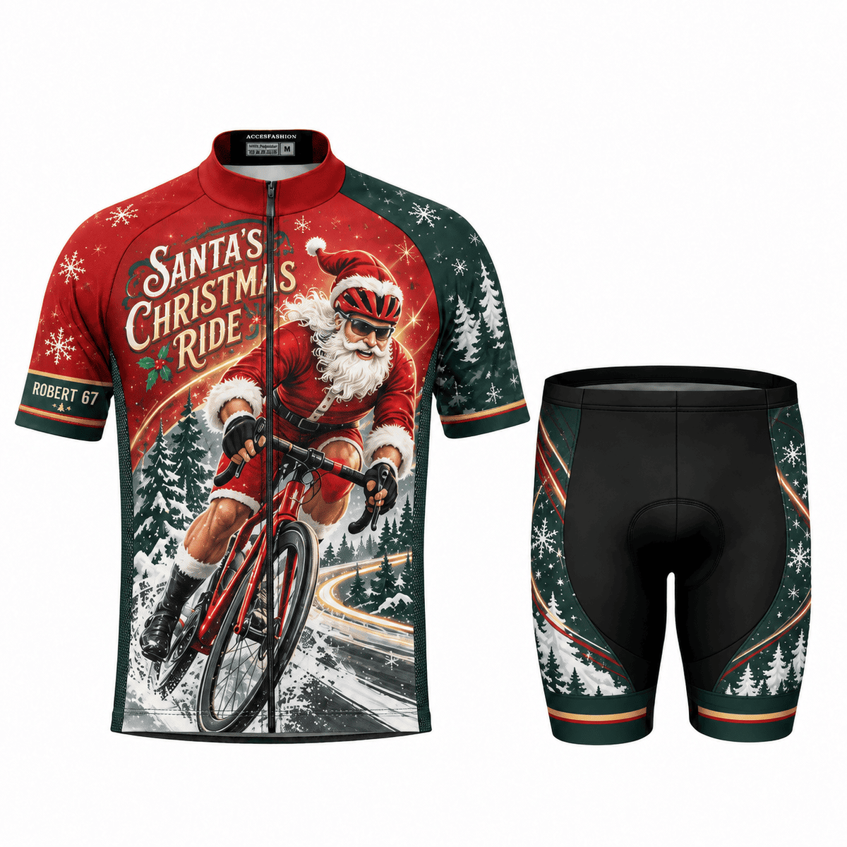 Personalized Santa Road Cyclist Christmas Cycling Jersey & Kit