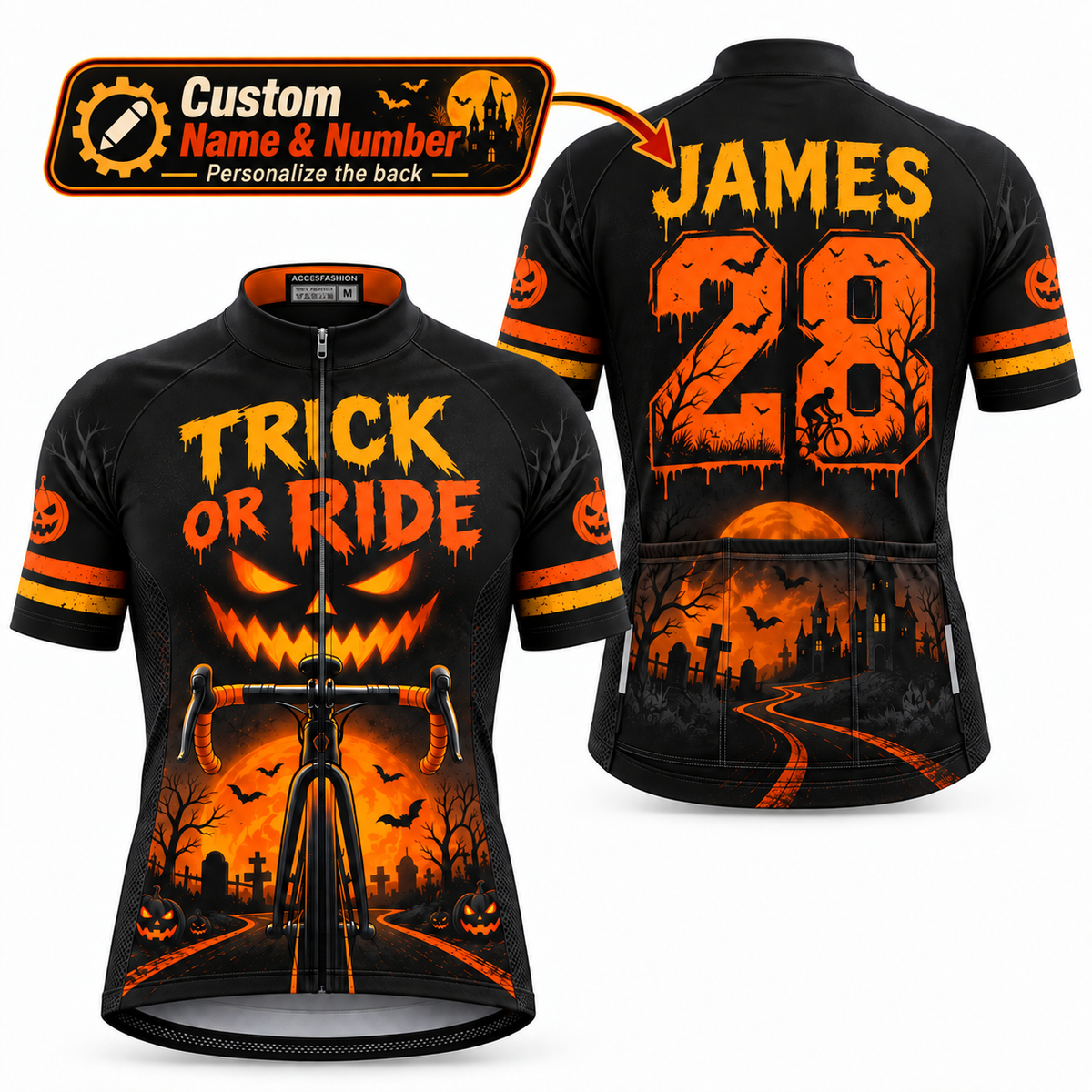 Personalized Trick or Ride Halloween Cycling Jersey & Kit