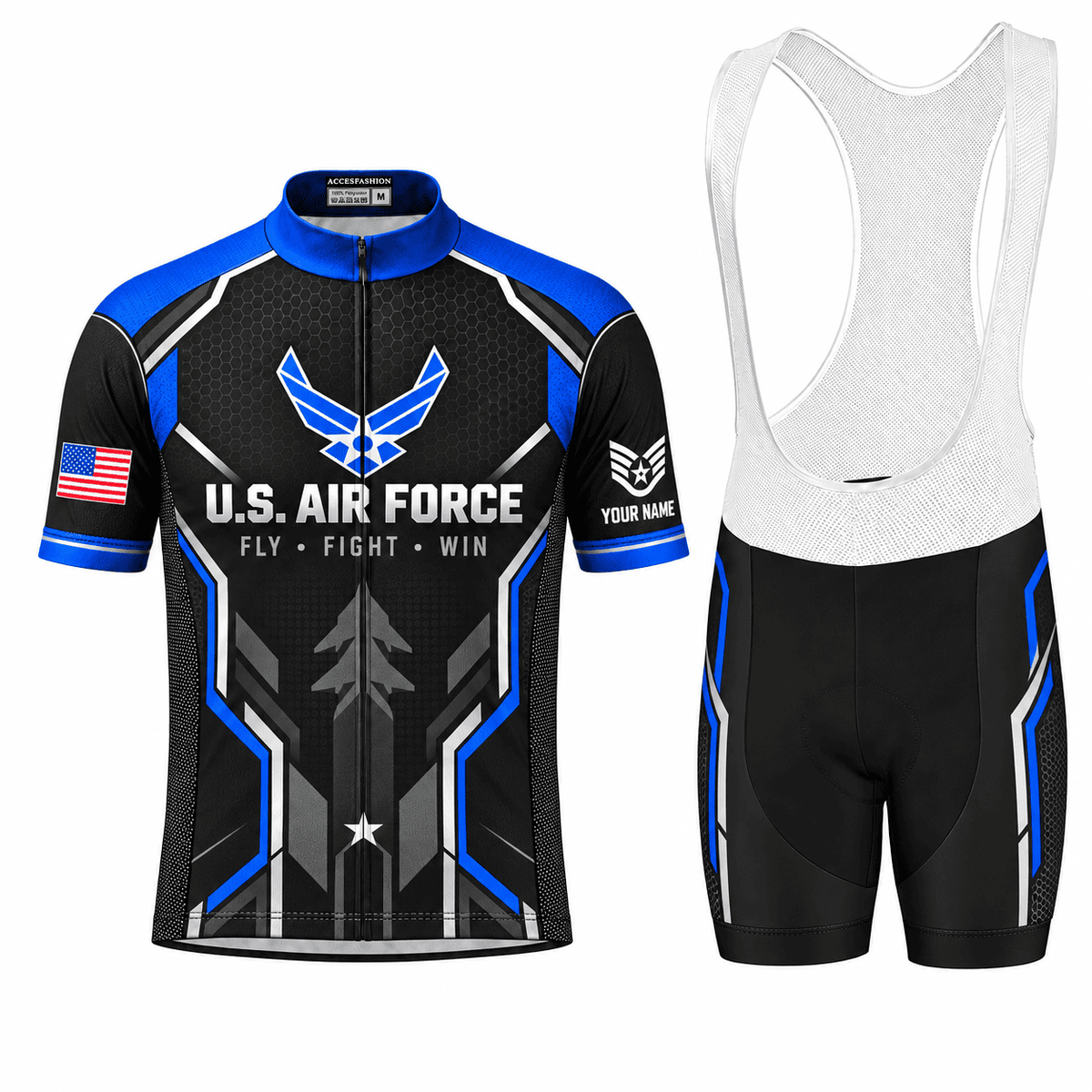 Personalized U.S. Air Force Veteran Cycling Kit – Custom Rank & Name
