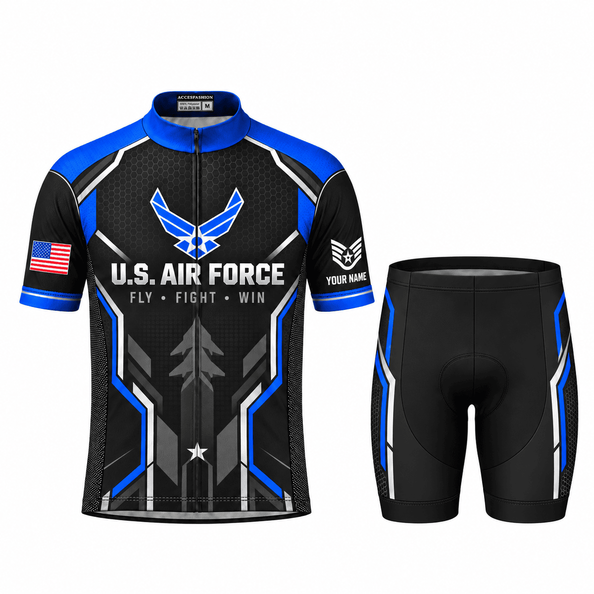 Personalized U.S. Air Force Veteran Cycling Kit – Custom Rank & Name