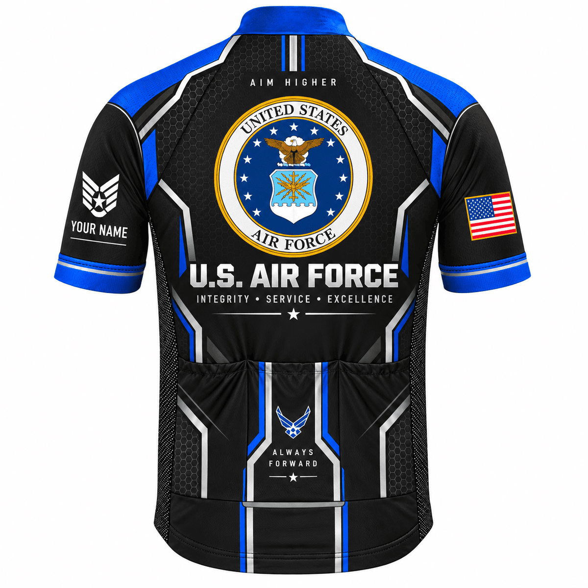 Personalized U.S. Air Force Veteran Cycling Kit – Custom Rank & Name