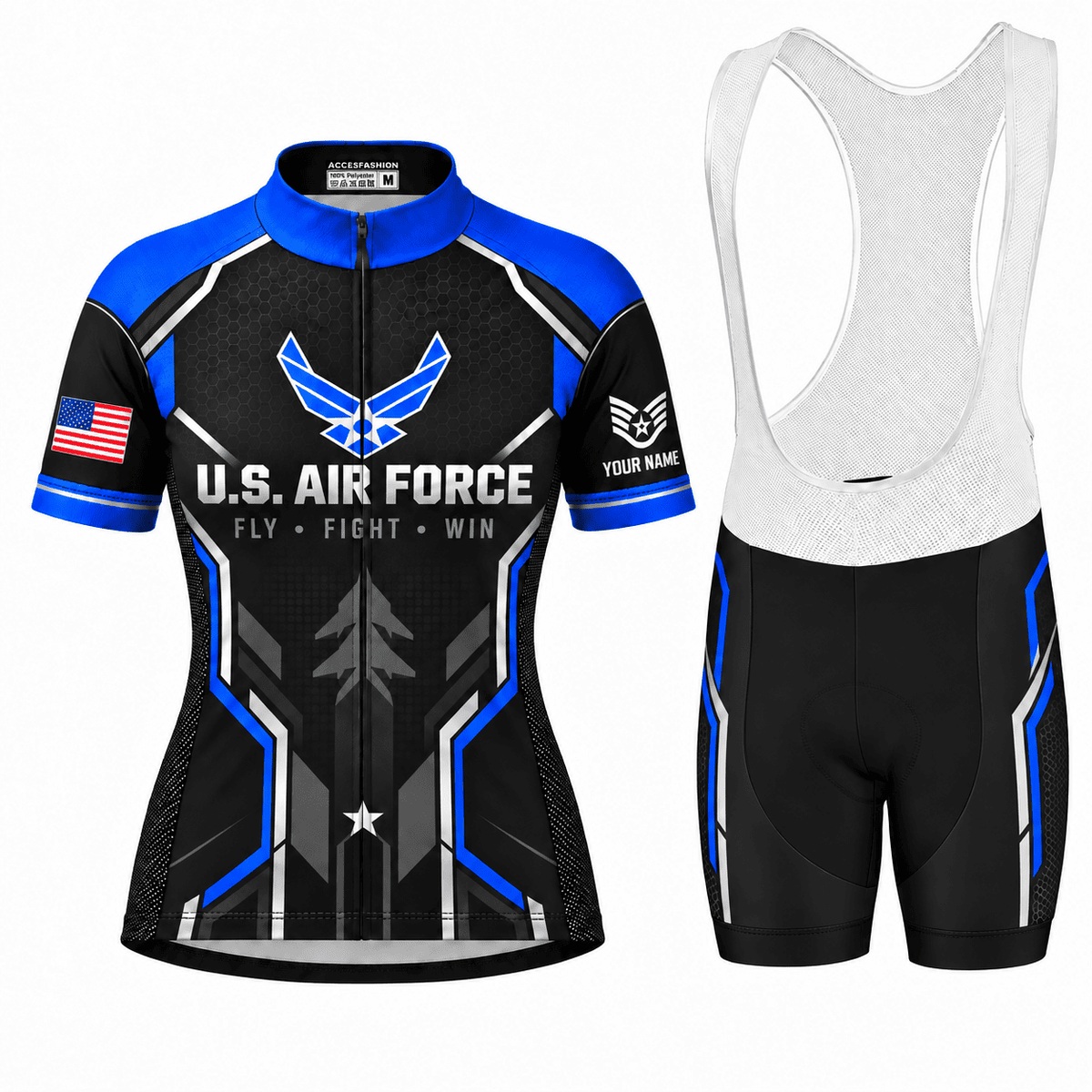 Personalized U.S. Air Force Veteran Cycling Kit – Custom Rank & Name