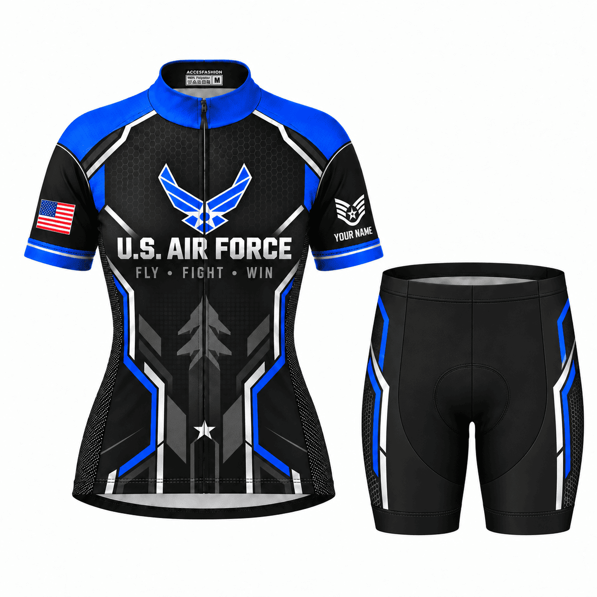 Personalized U.S. Air Force Veteran Cycling Kit – Custom Rank & Name