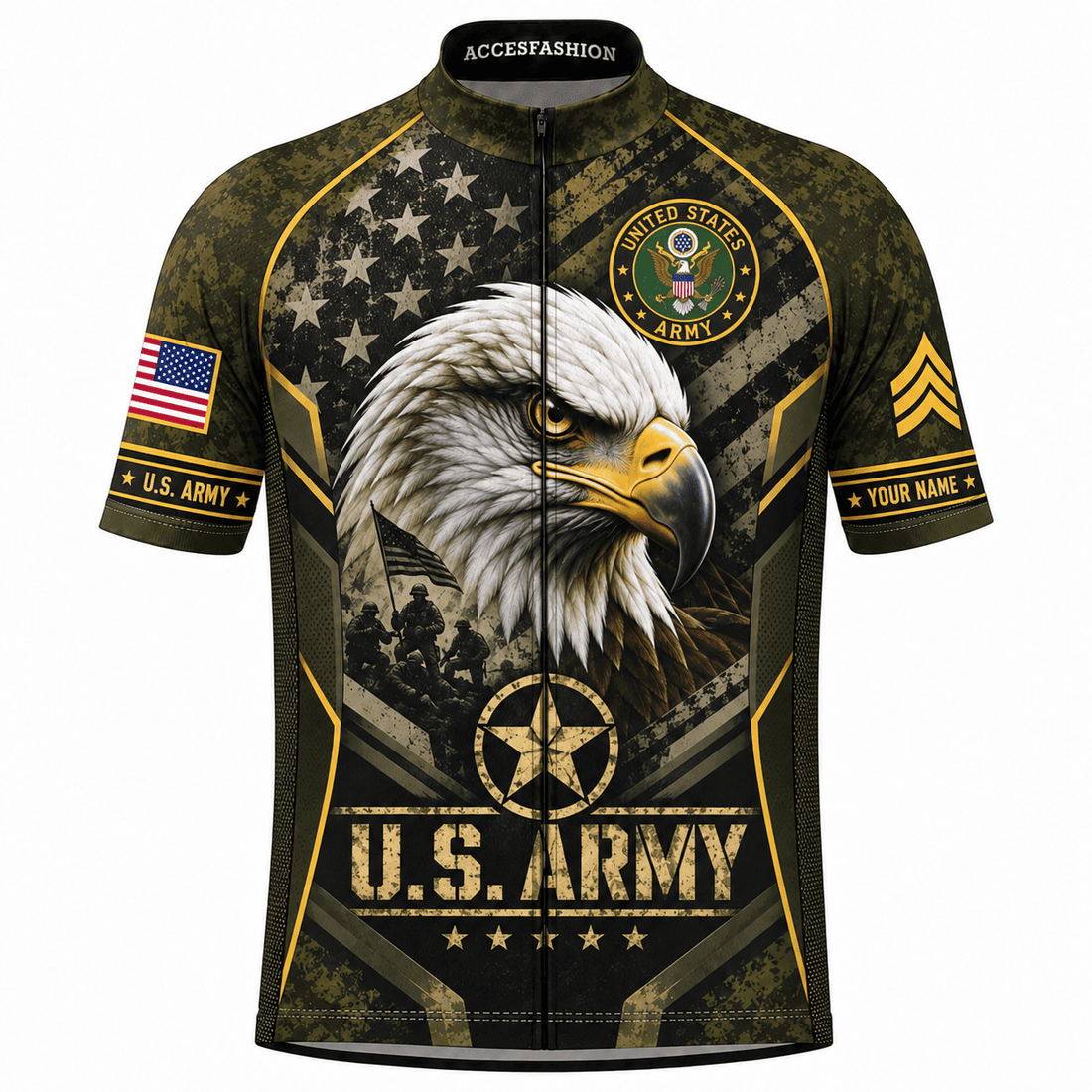 Personalized U.S. Army Eagle Cycling Kit – Custom Rank & Name