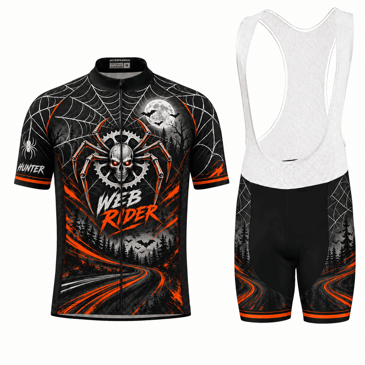 Personalized Web Rider Halloween Cycling Jersey & Kit – Custom Name & Number