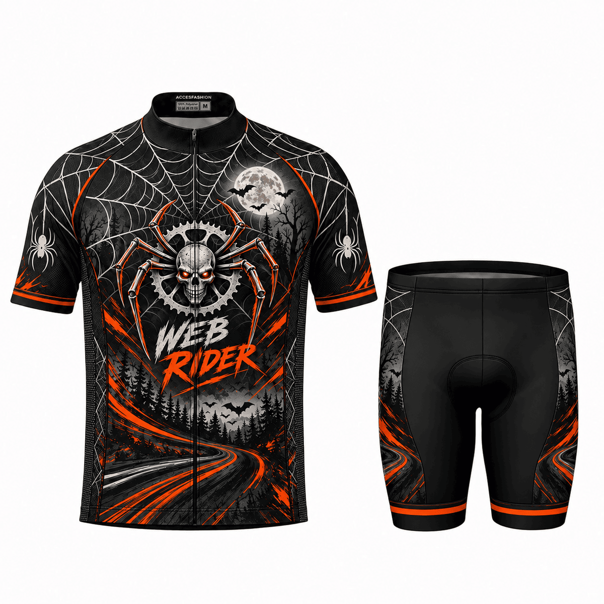 Personalized Web Rider Halloween Cycling Jersey & Kit – Custom Name & Number