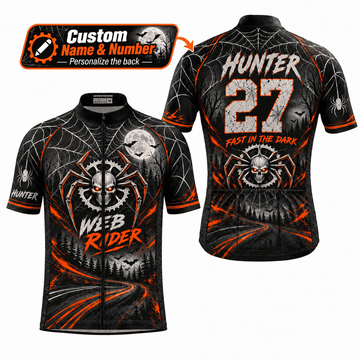 Personalized Web Rider Halloween Cycling Jersey & Kit – Custom Name & Number