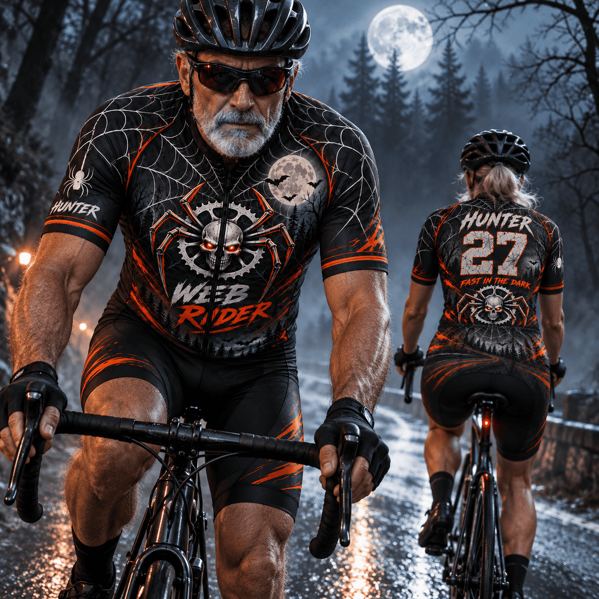 Personalized Web Rider Halloween Cycling Jersey & Kit – Custom Name & Number