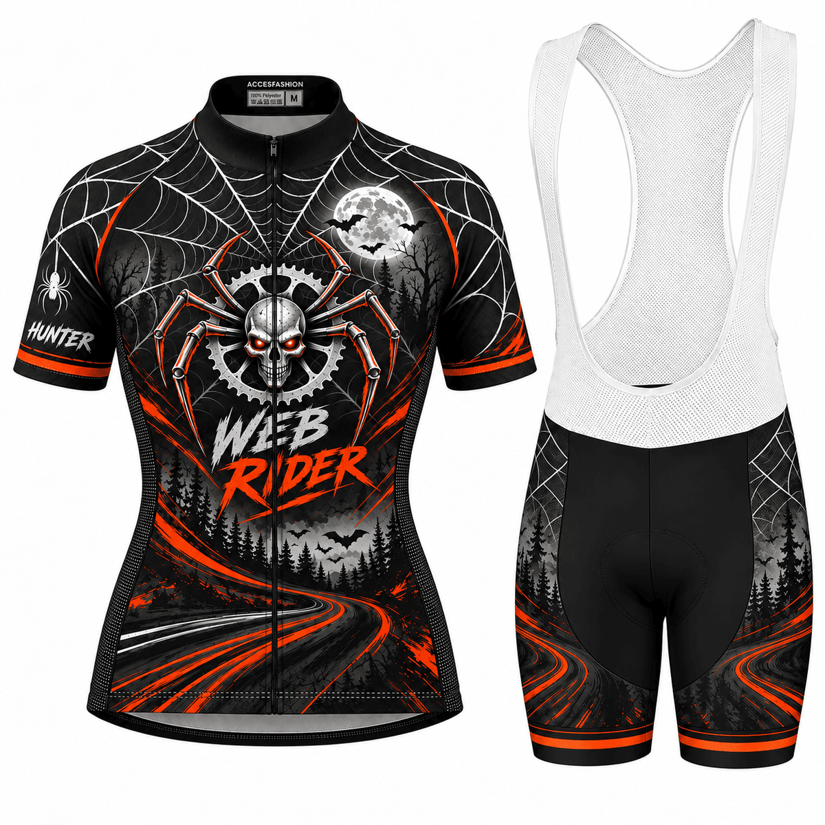 Personalized Web Rider Halloween Cycling Jersey & Kit – Custom Name & Number
