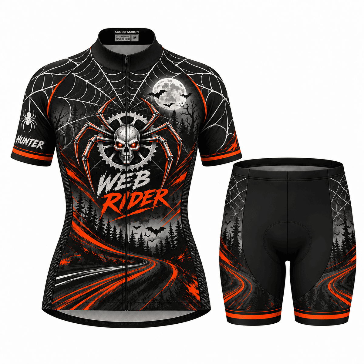 Personalized Web Rider Halloween Cycling Jersey & Kit – Custom Name & Number