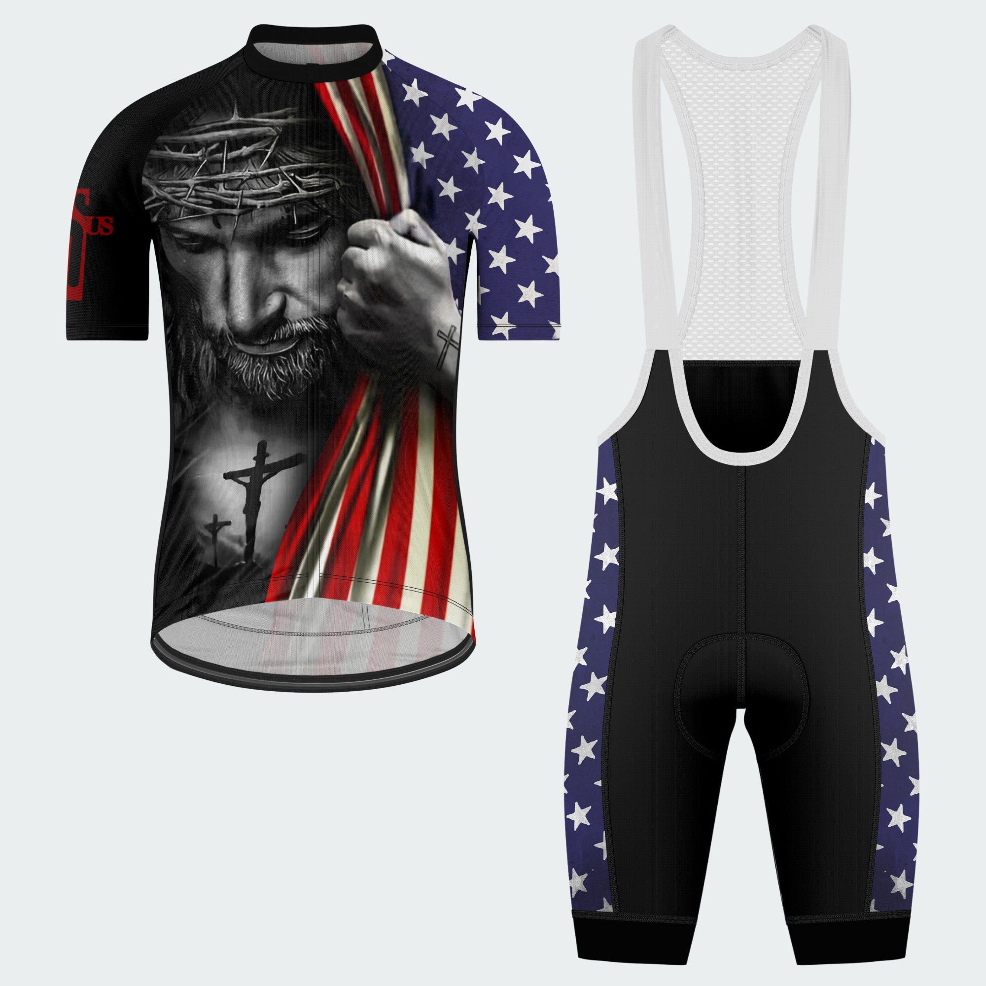 Men’s American Pride Faith and Freedom Christian Patriotic Regular Fit Cycling Kit