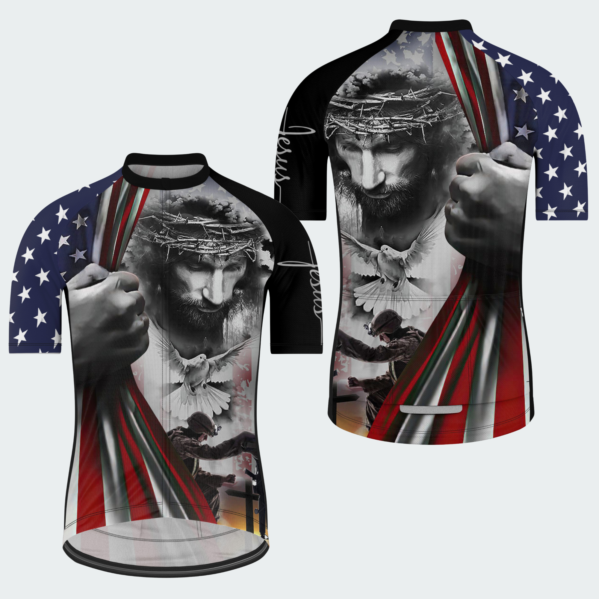 Men’s American Pride Faith Over Fear Christian Patriotic Cycling Jersey